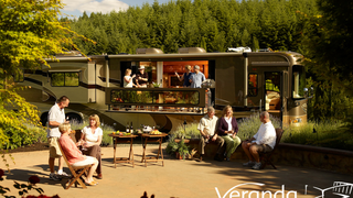 Motor Home With Motorized Balcony as American as Apple Pie
